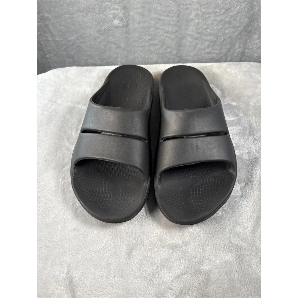 OOFOS OOahh Slides Mens Size 13 Black Comfort Sport Recovery Sandals Athleisure